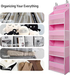 TYMENSH Over The Door Hanging Organizer with 4 Large Pockets – Closet, Bathroom, Nursery, Bedroom, Dorm Storage for Toys, Cos