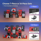 PEGZONE 14 PCS Controller and Headphone Holder Wall Mount, Modular Gaming Pegboard with Accessories, Video Game Storage, Disc