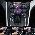 CAR PASS 11PCS Bling Purple Car Steering Wheel Cover Set for Women, Sparkly Rhinestone Diamond Bling Seat Belt Cushion, Glitt