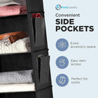 Handy Laundry Hanging Closet Organizer - 6 Shelf Storage for Clothes, Sweaters, Shoes & Accessories - Space-Saving Wardrobe S