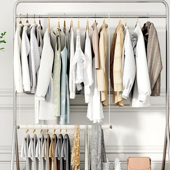 STORAGE MANIAC Adjustable Closet Rod Extender - Heavy Duty Space-Saving Clothes Hanging Bar, 1 Pack White