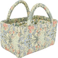 Small Storage Basket Organizer, Mini Fabric Floral Storage Baskets with Handle, Quilted Portable Collapsible Storage (H)