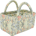 Small Storage Basket Organizer, Mini Fabric Floral Storage Baskets with Handle, Quilted Portable Collapsible Storage (H)