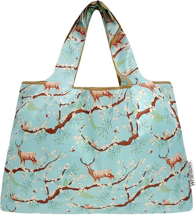 allydrew Large Foldable Tote Nylon Reusable Grocery Bags, 6 Pack