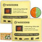 240g×2 Packs Rechargeable Silica Gel Desiccant Packs with Clean Window, Color Indicating (Orange to Green) Reusable Moisture