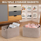 OIASKET Storage Baskets for Organizing, Woven Decorative Baskets for Shelves - Books, Towels, and Clothes, Cotton Rope Toy St