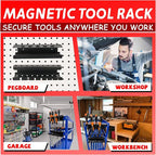 ULIBERMAGNET Magnetic Screwdriver Holder,Magnetic Wrench Holder,Heavy Duty Black Metal Tool Storage Organizer,Set of 2 Magnet