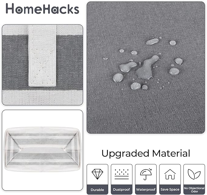 HomeHacks 3-Pack Large Laundry Basket, Waterproof, Freestanding Laundry Hamper, Collapsible Tall Clothes Hamper with Extended