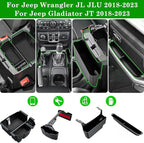 4PCS Center Console Organizer for 2018-2022 2023 Jeep Wrangler JL JLU and Gladiator JT Accessories Gear Shift Side Tray Organizer,Hanging Armrest Storage Box (Not for JK/JKU)
