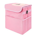 Car Trash Can Bin with Lid - Collapsible Car Garbage Can with Storage Pockets-Pink Mini Leakproof Vehicle Trash Bag-Small Automotive Organizers and Storage for Back/Front Seat SUV Truck Accessories