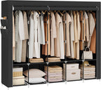SONGMICS Portable Closet, Wardrobe Closet Organizer with Cover, 5 Hanging Rods and Shelves, 4 Side Pockets, 17.7 x 83 x 65.7 