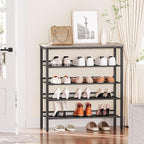 HOOBRO Shoe Rack for Entryway, 5-Tier Shoe Organizer with Adjustable Mesh Shelves, 16-20 Pairs of Shoes, Spacious Floor Mount