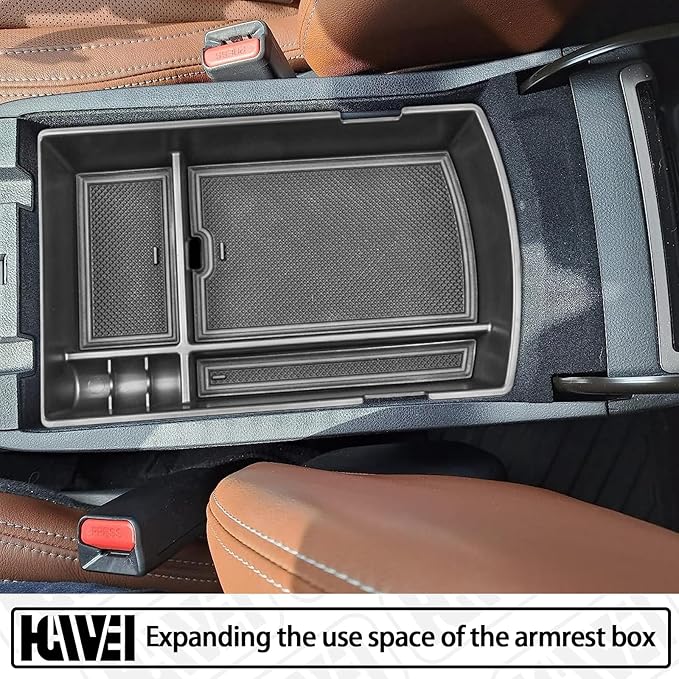 Center Console Organizer Tray Compatible with Subaru Ascent 2019-2026 Insert Tray Storage Accessories Armrest Box Secondary Storage, ABS Material Interior Storage Box with Coin Holder, Black