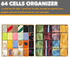 SpaceAid Sock Drawer Organizer Divider 3 Pack, 64 Cell Dresser Closet Nursery Underwear Organizers Storage Bins for Organizin