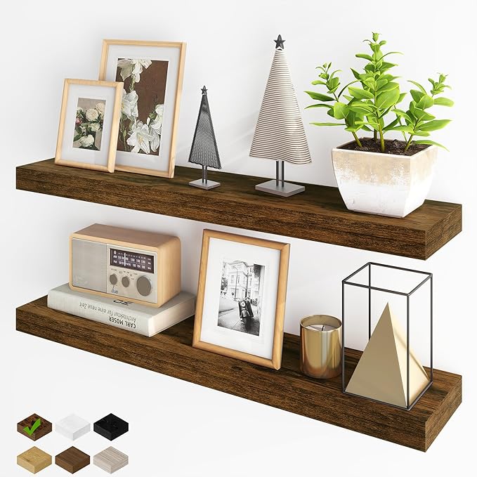 Fun Memories Floating Shelves for Wall, 36Inch Floating Shelves Set of 2, Hanging Shelf with Invisible Brackets, Bathroom She
