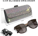 Sunglasses Holder for Car Sun Visor, Bling Leather Eyeglasses Visor Storage Case with Hidden Magnetic Closure, Sparkling Auto Visors Protective Organizer Storage Box (Colorful)