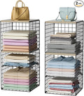 2 Pack Closet Organizer System, Extra Tall & Large Capacity Closet Shelves with Adjustable Dividers, 3-Tier Stackable Storage