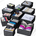 Drawer Organizer Clothes Set of 12 Black - Dresser Organizer For Nursery, Bedroom, Closet - Perfect Baby Clothes Organizer an