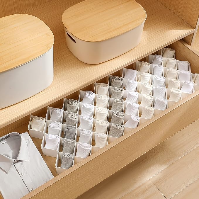 ROUFA Sock Drawer Organizer for Dresser, Honeycomb Underwear Dividers for Women, Panty Separator for Bras, Socks, Belt and Le
