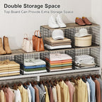 Widened & Heightened Closet Organizers And Storage Shelves With Top Board, Set of 3 Stackable Closet Shelf Organizer Storage 