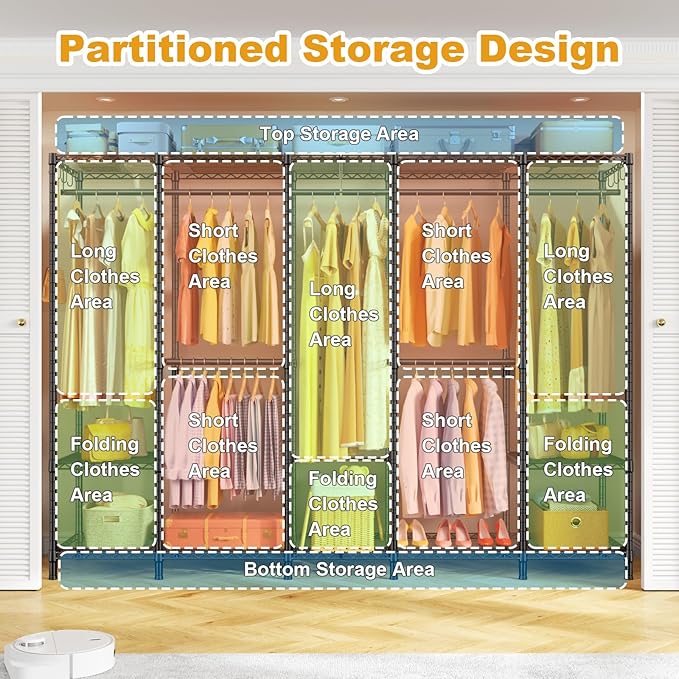 Ulif H50 Extra Large Clothes Rack, Heavy Duty Garment Rack, Freestanding Portable Closet, Clothing Racks for Hanging Clothes,