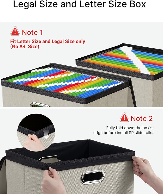 Oterri File Organizer Boxes with Lids, File Box with Mesh Pockets, Document Organizer Box for Letter Size Folders, Zippers Im