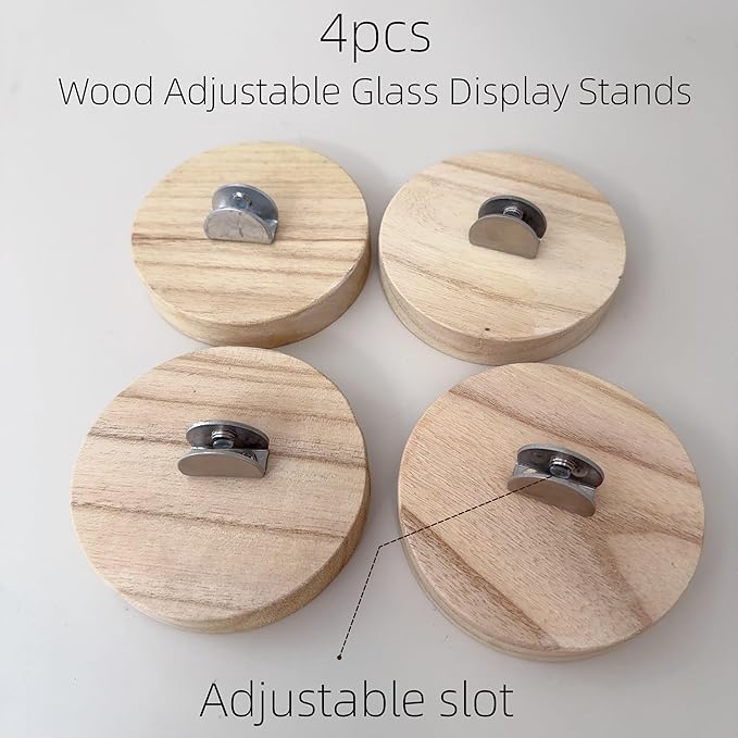 4 Pcs Premium Wood Adjustable Stained Glass Display Stands Tabletop Easels, Book Display Holder for Tile, Album, CD, Magazine, Postcard, Picture, Plate, Artworks, Phone, Tablet, Photos, Decor, Card (4, yellow-round)