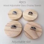 4 Pcs Premium Wood Adjustable Stained Glass Display Stands Tabletop Easels, Book Display Holder for Tile, Album, CD, Magazine, Postcard, Picture, Plate, Artworks, Phone, Tablet, Photos, Decor, Card (4, yellow-round)