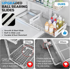 Under Sink Organizer Upgrade To Professional Rails,2-Tier Dual Pull Out Cabinet Storage,Height Adjustable Slide Out Drawers F