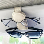 KIWEN Sunglasses Holder for Car Visor, Magnetic Leather Sunglass Eyeglass Hanger Clip for Car Sun Visor Accessories (1, Gray)