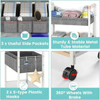 2In1 Baby Diaper Caddy & 3-Tier Rolling Diaper Cart, Diaper Caddy Organizer Cart with Dividers, Metal Detachable Bedside Cart