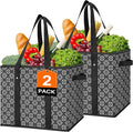 WISELIFE Reusable Grocery Bags [2 Pack],Large Grocery Tote Bag Water Resistant Shopping Bags Foldable Grocery Bag for Clothes,Shoes and Picnic,Black