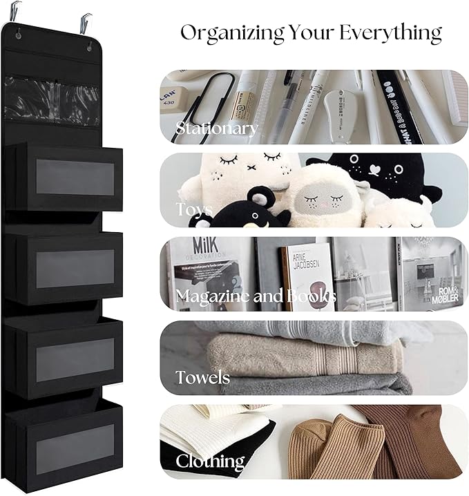 Giraffe Creation Over Door Organizer with 4 Large Capacity Pockets, Hanging Organizer Storage for Closet Bathroom Nursery Bed