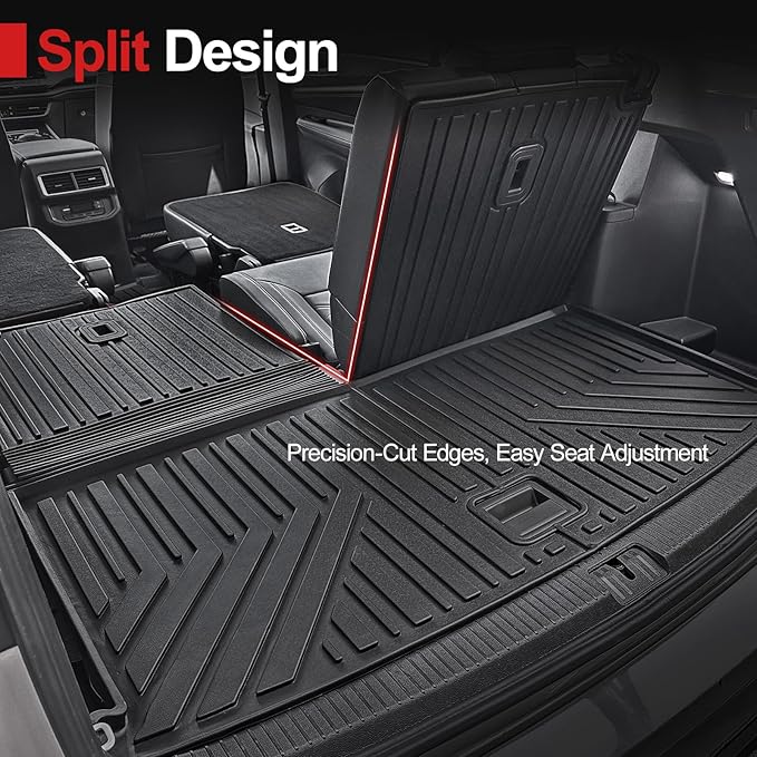Cargo Mat for Volkswagen Atlas 2018-2025 2026 (Not for Cross Sport)-All Weather TPE Cargo Liner with Backrest Mat for VW Atlas SE SEL Peak Edition Accessories