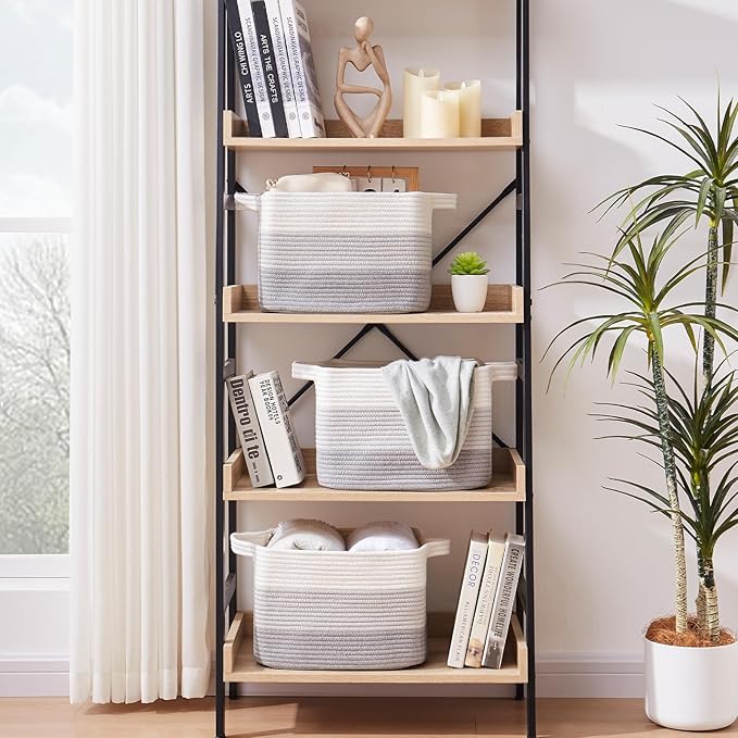OIASKET Storage Baskets for Organizing, Woven Baskets for Shelves, Rectangle Decorative Organizer for Storage Clothes, Toy, B
