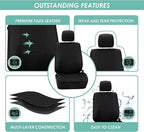 FH Group Three Row Car Seat Covers Deluxe Leatherette with 7 Headrests, Airbag Compatible and Rear Split Bench– Universal Fit