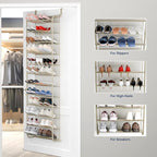 Whitmor 36 Pair Over The Door Shoe Organizer, 12 Tier Hanging Shoe Organizer, Heavy Duty Metal & Mesh Shoe Holder, Hanging Sh