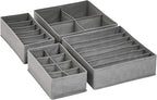 Amazon Basics Dresser Drawer Storage Organizer for Undergarments, Set of 4, Gray | Set of 4