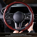 Aimato Car Steering Wheel Cover Carbon Fiber, Ultra-Thin Car Steering Wheel Cover,Comfortable & Breathable Microfiber,Universal Fit for Most Cars, Bright Red