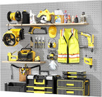 Peg Board, 6PCS Metal Pegboard, Heavy Duty Pegboard Wall Organizer with Frame. Pegboard for Walls, Garage, Workbench, Craft R