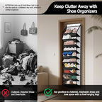 Kotkn 10 Tier Hanging Shoe Rack - Heavy Duty Behind The Door Hanging Shoe Rack, Sturdy Oxford Cloth, 20+ Pairs Over The Door 