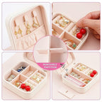 Neveika Portable Travel Mini Jewelry Box Leather Jewellery Ring Organizer Case Storage Gift Box Girls Women (4pcs White).