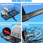 KAIRAY 500 Lbs Heavy Duty Hitch Mount Cargo Carrier 60" x 24" x 14.4" Folding Cargo Rack Rear Luggage Basket Fits 2" Receiver for Car SUV Camping Traveling