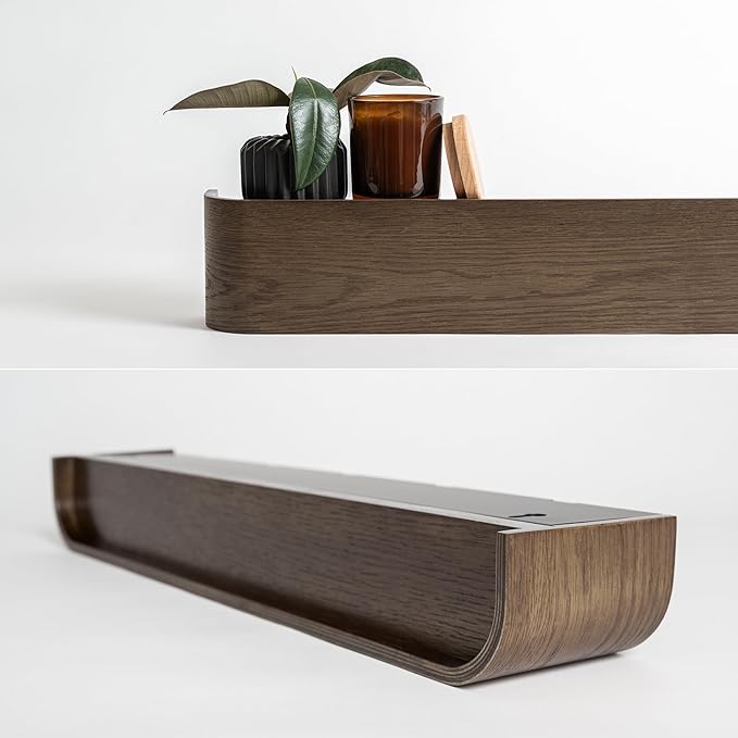 Kazai. Wall-Mounted Coat Rack 'Toke' - Modern Design Coat Rack with Hidden Wall Hooks - Solid Wood Veneer Panel Coat Hanger -