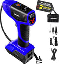 Bullseye Pro Tire Inflator Portable Air Compressor, Car Tire Inflator Portable, Portable Air Pump for Car Tires - 150PSI, 12V DC 1500 mAhs with Tire Pressure Gauge, Rechargeable As Seen On TV(Blue)