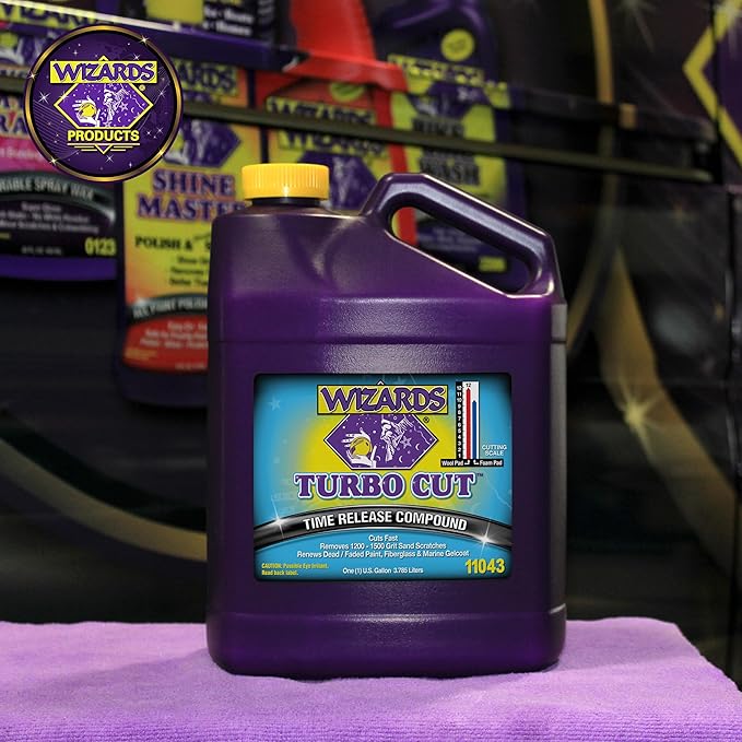 Wizards Turbo Cut Buffing Compound for Car Scratch Repair - 1 Gallon - Removes 1200-1500 Scratches - Rubbing Compound for Cars & Boats - Paint Restorer for Vehicles