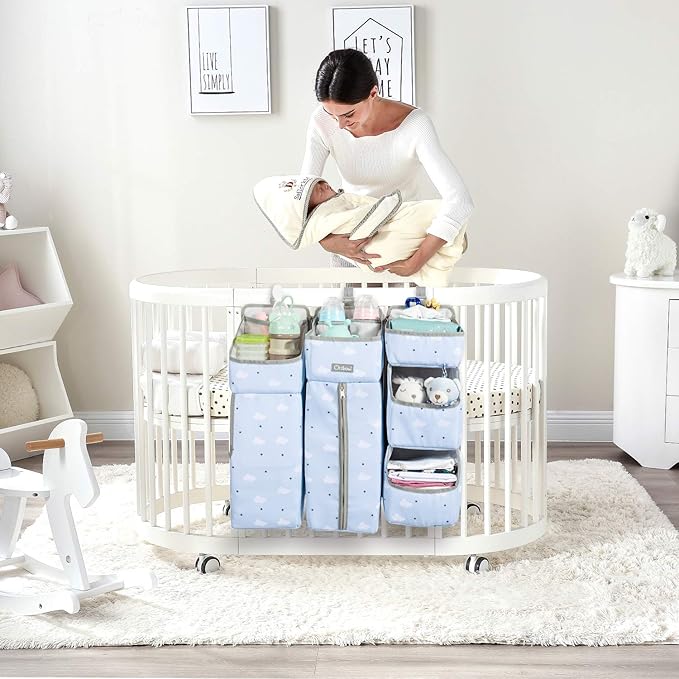 Orzbow 3-in-1 Hanging Diaper Organization Storage for Baby Essentials | Nursery Organizer and Baby Diaper Caddy | Hang on Cri