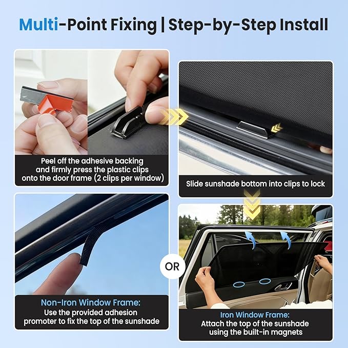 KUST Car Window Shades for 2020-2025 2026 Ford Explorer Accessories, Breathable Mesh Magnetic Window Covers, Rear Back Side Window Sun Shades UV Block Privacy Protection for Baby Camping Napping 2PCS