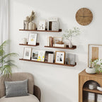 Axeman Picture Ledge Shelf | 16 Inch Walnut Floating Shelves Set of 3 | Rustic Wood Wall Shelves with Lip | 16" Walnut Pictur