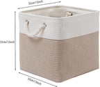 MidmmVick 13 x 13 Inch Cube Storage Bins, 4 Pack Large Collapsible Fabric Storage Bin with Ropes, Foldable Storage Cubes for 